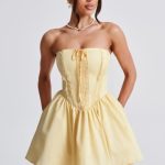 Evie Mini Dress - Lemon - Image 7