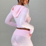 Portia Knit Hoodie - Pink - Image 3