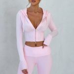 Portia Knit Hoodie - Pink - Image 5