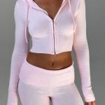 Portia Knit Hoodie - Pink - Image 6