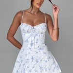Lacey Mini Dress - Blue Ditsy Print - Image 3