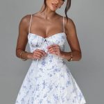 Lacey Mini Dress - Blue Ditsy Print - Image 4
