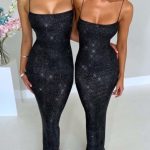 Nessa Maxi Dress - Black Sparkle - Image 3