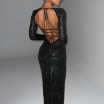 Nadia Maxi Dress - Black Sparkle - Image 4